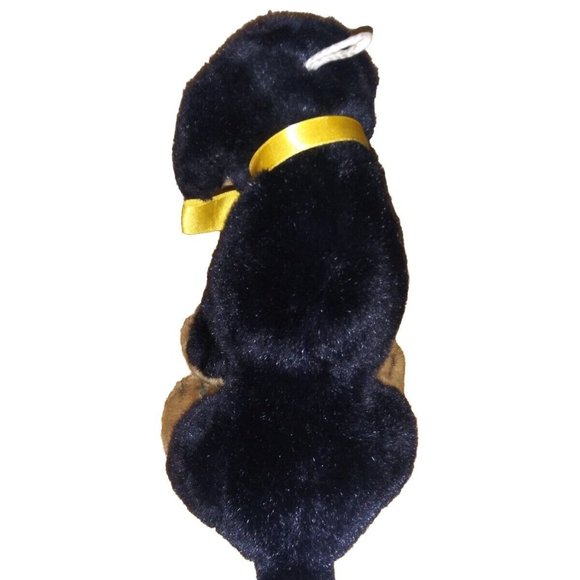 Rottweiler Realistic Puppy Stuffed Animal Yellow Bow Rotty Dog Plush Animal Toy - Picture 4 of 10
